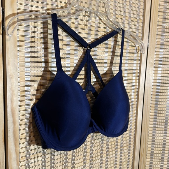 Victoria's Secret Lined Perfect Coverage Front Close Racerback Blue Bra 32DD - Picture 3 of 15